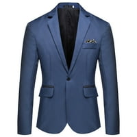 Guvpev Muški povremeni poslovni vjenčani dugmad s dugim rukavima Slim Fit Sudy Coat Jacket - plavi XL