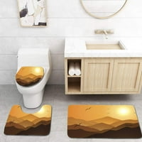 Večernje planine i zalazak sunca kupaonice Rugs set za kupac Contour mat i toaletni poklopac poklopca