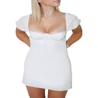 Sprifallbaby Ženska ljetna kratka mršava haljina bijela kratka rukava niska cvjetna mini haljina