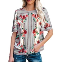 Košulje kratkih rukava Tee ženske bluze Dressy casual ljetni vrhovi plus size zapadno cvjetni print