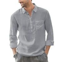 Muške labave pamučne majice Pocket Holiday Revel Dugme Solid Tees Odjeća moda Jesen Spring Dugi rukav