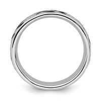 Sterling srebrni izraz za slaganje polirani emajlirani cvjetni prsten - veličine 7