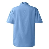 Plus veličine vrhova za žene ženski V-izrez kratki rukav s kratkim rukavima Bluze za ženske majice za žene plavo 5xl