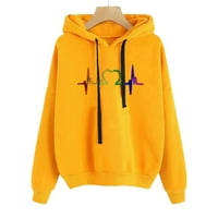 Miayilima Yellow XL duksevi za žene vole print Slouchy hoodie duks ležerni džemper desni vrh