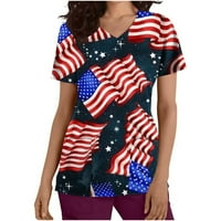 Drindf američke zastave za ispis za žene slatka V izrez kratki rukav na vrhu smalovažava 4. jula bluza