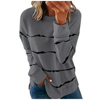 Hanas vrhovi ženske ležerne kontrastne boje dugih rukava Top pulover Duks tamno siva m