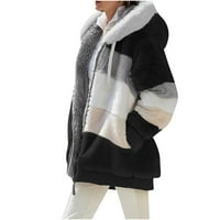 Ženski plišani duksevi Duks paseni zimski trendy dugi rukav otvoreni prednji rupan kaputičarski kaput