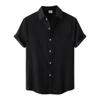 Yubnlvae Muška proljeća Ogrlica od punog boja Carluse Casual majica s kratkim rukavima - Crni XL