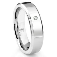 Titanium Kay Cobalt XF Chrome Solitaire Diamond High Polish Comfort Fit Wedding Band Prsten sa izložnim rubovima SZ 13.0