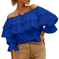 Ženski ljetni vrhovi plus veličine od ramena ruffle sloširane bluze za žene casual