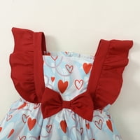 Kucnuzki Toddler Djevojčica Odjeća za djevojčice 3T Ljetna haljina 4T Letjeti Sweet Sweet Heart Prints Crastene rukavice haljina bez rukava crvena