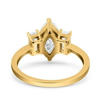 Žuti ton, simulirani kubični cirkonijski veličini - markiza Art Deco smaragd rez vjenčani svadbeni prsten srebra