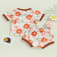 TODDLER Baby Girl Ljetne odjeće, kratki rukav Sun Cvjetni print Tors + Hratke Set