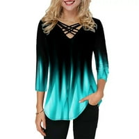 Dame V-izrez Labava majica s mekim i prozračnim mrežastim pamučnim vrhom za kupovinu izlaska iz izlaska
