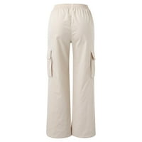Teretne hlače Ženske ženske hlače High-asulne pantalone Baggy Stretchy Widel Leg Streetwewwear s džepovima