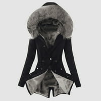 Wiueurtly kožne casualke za žene Women plus veličina zimski kaput rever ovratnik jakna s dugim rukavima