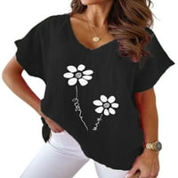 Sanviglor Women Tunnic bluza cvjetni print ljetni vrhovi kratki rukav majica casual majica plaža crna