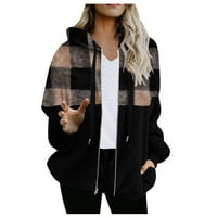 Duks turtleneck žene Ženska jakna za spavanje Fleece Classic Pleaid patentna jakna s dugim rukavima