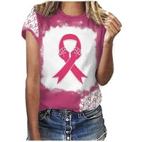 Ženski preživjeli ružičaste trake srca Svijest raka dojke Žene Majica Modna kauzalna okrugla bluza s kratkim rukavima Majica Ljetni vrhovi Red XL