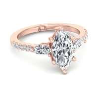 Compton - Moissite Marquise Cut Lab Diamond Angažman prsten sa ovalnim i pavcima