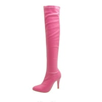 Homodles zimske čizme za žene čišćenje visoke pete sa patentnim zatvaračem na prste plijeni vruće ružičaste veličine 6.5