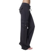 Borniu Plus size Ženske joge teretne hlače High struk Ležerne vježbe široke noge Teretne hlače sa džepovima