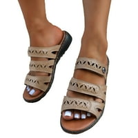 Vintage Women Ljetne papuče Čvrsto boje klinovi prozračni klizanje na otvorenim sandukama Udobne platne