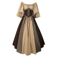 Haljine Vintage čipke Up haljine haljine gotičke haljine Renesansna haljina za žene 3-smeđa 4x-velika