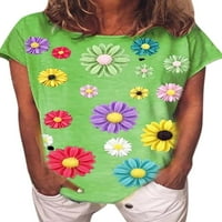 Ženska cvjetna tiskana kratkih rukava sa labavim kratkim kratkim kratkim majicama casual bluza