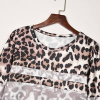 Žene plus veličine Dugih rukava Tuns vežbanje majica Leopard Print Dugih rukava V Vrat Gradijent šivanje