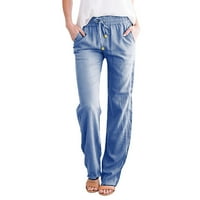 Aaiaymet Ljetne hlače Žene Žene Visoke struk široke pantalone za noge Ležerne prilike elastične hlače