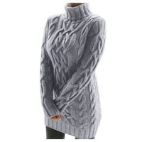 Jumper pulover Dukseri Žene Labavi struk Haljina visokog zimskog dugačkog rukava s rukavima