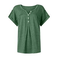 Ljetne vruće košulje za ženske ljetne modne ležerne pune boje V izrez Losobojni pamučni majica kratkih rukava Top