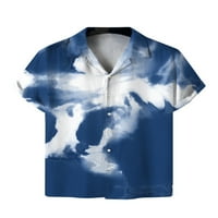 HAITE MAN Ljetne košulje kratki rukav vrhovi bluza za blubu za bluzu za vrat Plaža T majica za odmor UP Tee Style-G L