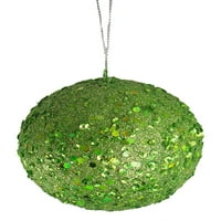 Fancy Lime Green Holografski sjaj natopljen Christmas Ball Ornament 3