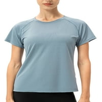 Avamo Women Yoga T-majice Jednobojna TEE kratki rukav TOP TOP Ladies Actither Torbica Sportska bluza Grey Blue XL