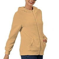 Yievt ženska jakna od runa topla dugih rukava pune dukseve za zip lagane dukseve casual comfy pada modna odjeća s džepovima