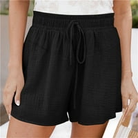 Pgeraug pantalone za žene elastični struk Comfy Comptring Detaljne kratke hlače za žene za žene crna