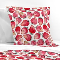 Pamuk saveen rubne rub, standardni - akvarel voće crvena ružičasta hrana ljetne plodove jagode seoske