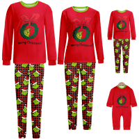 Porodični božićni pidžami setovi Božić Santa Monster Cartoon Print Baby-Kids-Odrasli-kućni ljubimci 2-komadni gornji i hlače BodySuits Xmas PJS set