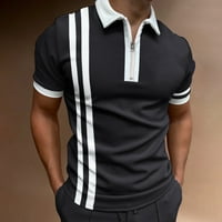 Muške polo majice muški ljetni prugasti otisak okreću se navratnik majice crne xxl