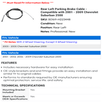 Kabel za parkiranje stražnjeg lijevog rublja - kompatibilan sa - Chevy prigradski 2008