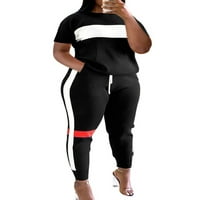 Enwejyy ženske ljetne odjeće Atletski fit colorblock dukvenca + majica vrhovi sportski athitnewear