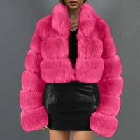 Plus veličina Ženska sirača vruća prodaja ženske dame dame toplo Furry kaput jakna zimska solidna V-izrez