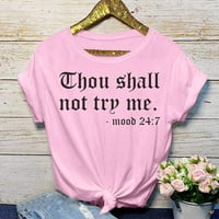 Thirts majice za ženska bluza casual pisma tiskanje okruglog vrata kratkih rukava TUNIC TUNIC bluza za žene, ružičasta, xxl