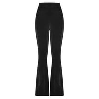 Jyeity Plus Veličina modnih ženskih trendova, udobne sobne boje za slobodno vrijeme za slobodno vrijeme hlače visoke strukske hlače visoke stružne gamaše sa džepovima crne veličine xl