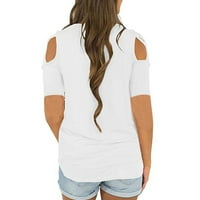 Ženski vrhovi biljni ispis žene tri četvrtine rukava Crisscross Strappy Hladni ramena majica na vrhu bluze čišćenje
