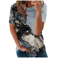 Strungten ženski modni casual kratki rukav Print okrugli vrat TOP bluza Ljetni vrhovi za žene Trendy