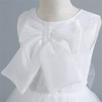 Dječje oblačenje B91XZ Dječje Dječje dječje djevojke Proljeće Ljeto Print Ruffless bez rukava bez rukava od čipke Tulle Princess haljina bijela, veličina 130