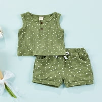 Jaweiw novorođenčad za bebe ljetna odjeća Poljka točkice uzorak rebra pletene tenkove s kratkim hlačama